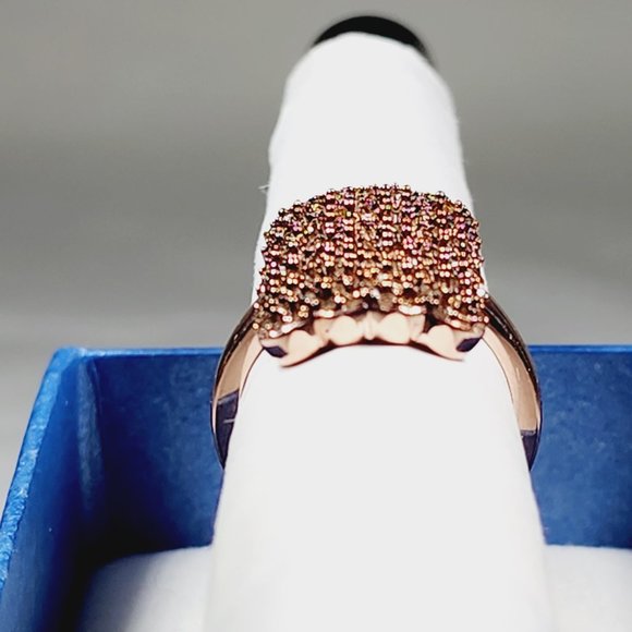 Natural Champagne Diamond ring in 14k Rose Gold & Rhodium/925 SS 1.00ct sz 6 - Picture 5 of 5